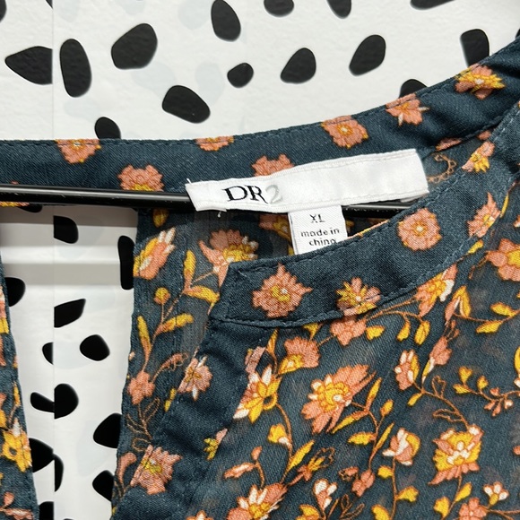 DR2 Daniel Rainn Floral Semi Sheer Boho Blouse Flowy - Picture 5 of 7